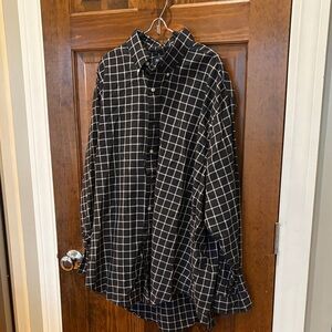 Black Windowpane Button-Front Shirt Jacket